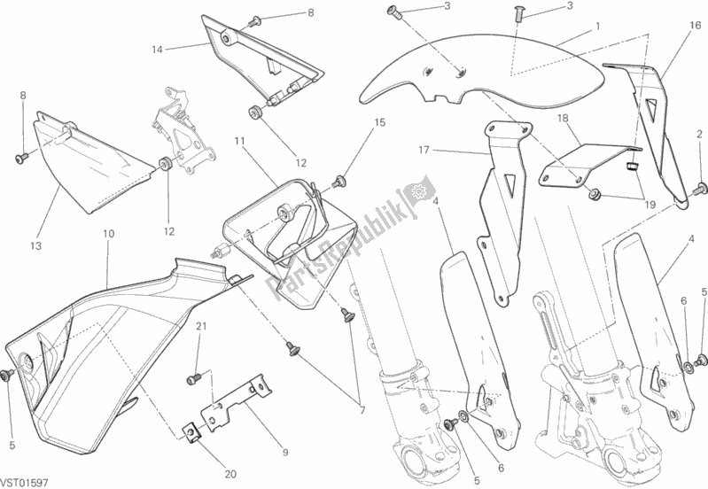 All parts for the Half Fairing of the Ducati Scrambler Classic Thailand 803 2018